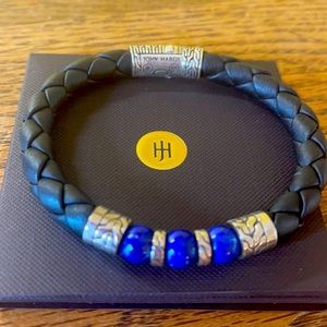 John Hardy men’s leather bracelet with lapis